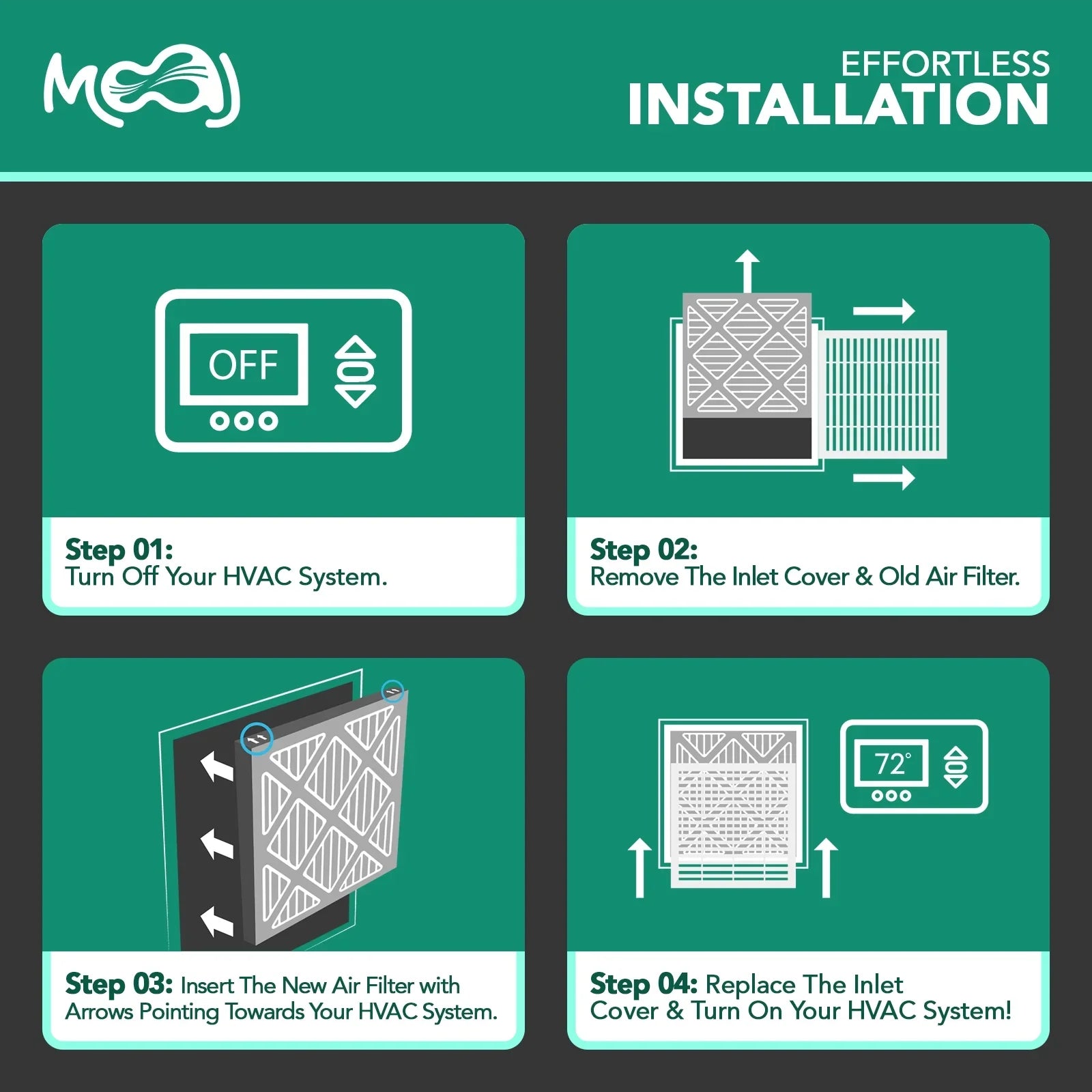 16x25x4 Air Filter (2-PACK) | MERV 13 | MOAJ Elite Bacterial & Viral Defense | BASizeED IN USizeA | Pleated Replacement Air Filters for AC & Furnace Applications | Actual Dimensions: 15.88" x 24.88" x 4.31"