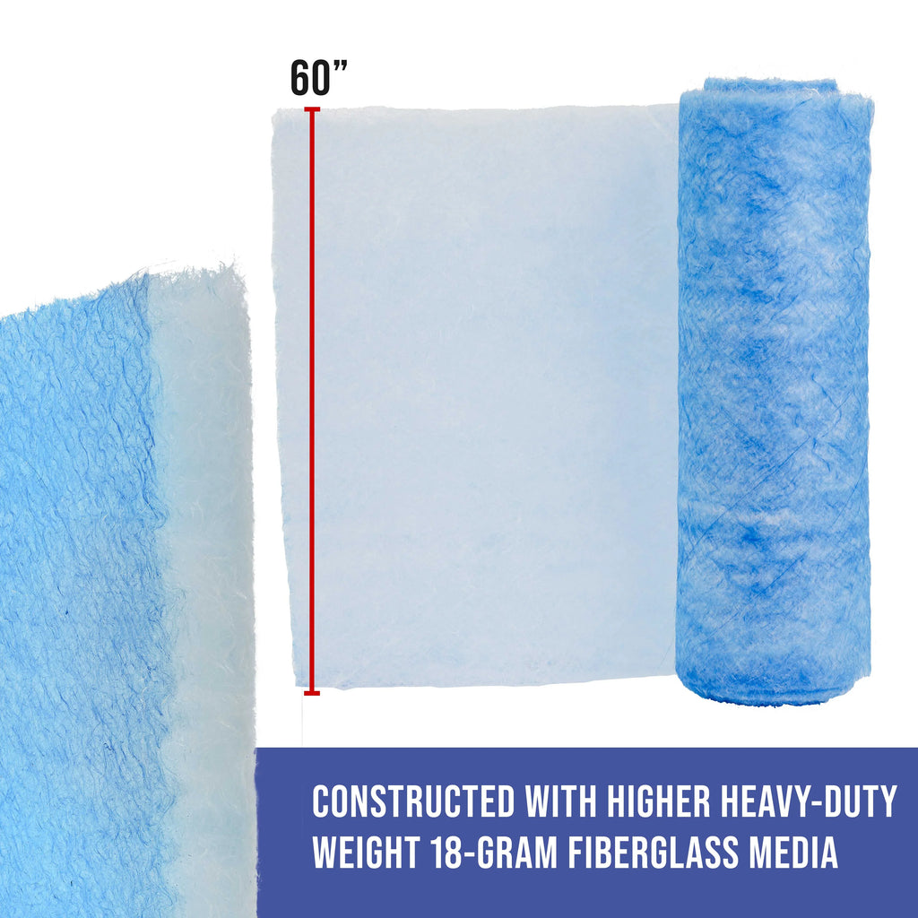 Master Elite Premium Paint Sizepray Booth Exhaust Filter Roll, 60" x 100' - 18 Gram Heavy-Duty Fiberglass Paint Arrestor - Captures Traps Overspray Paint Particles in Auto Autobody Refinish Booths