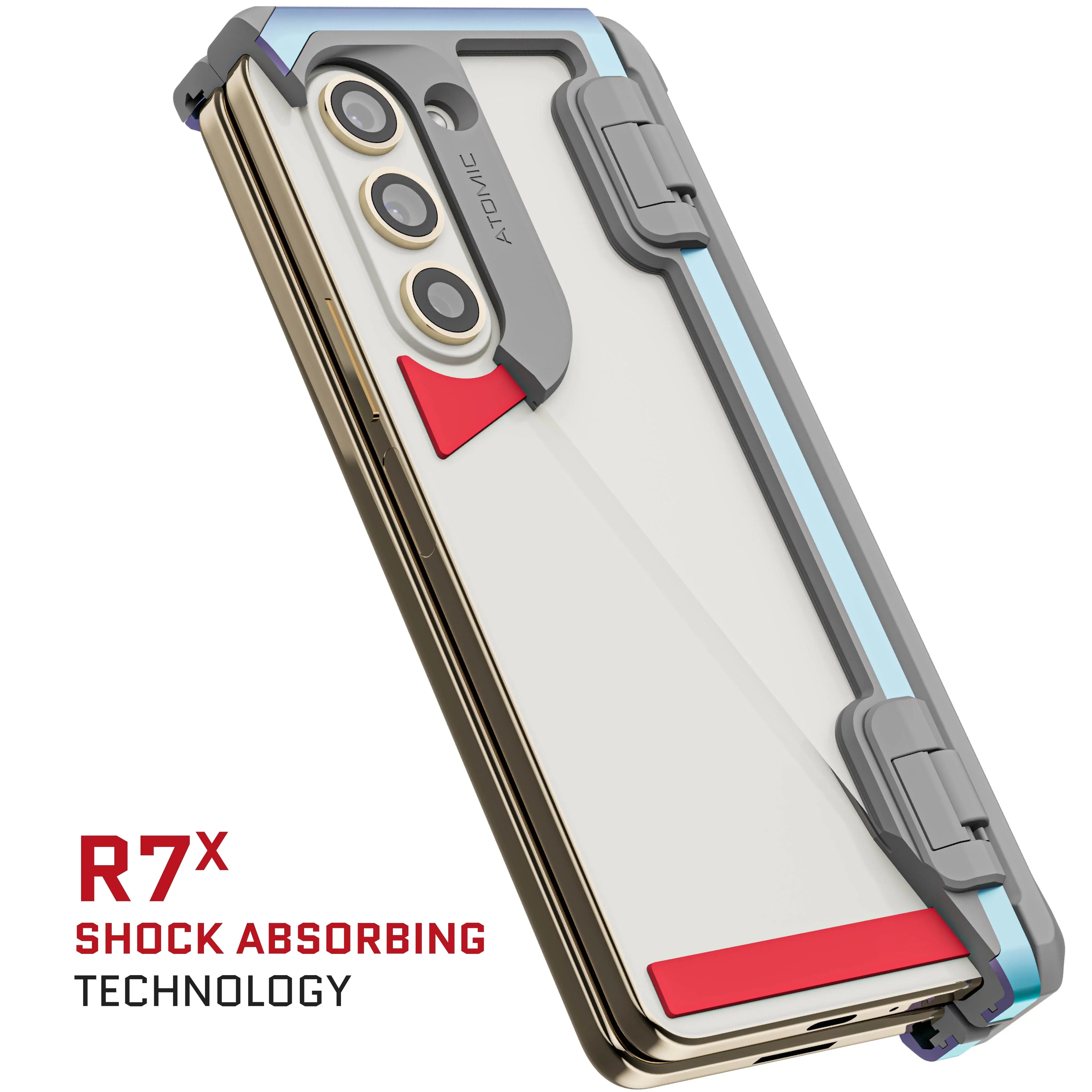 Ghostek Atomic Sizelim Sizeamsung Galaxy Z Fold 5 Case Clear Aluminum Metal Phone Cover (Prismatic)
