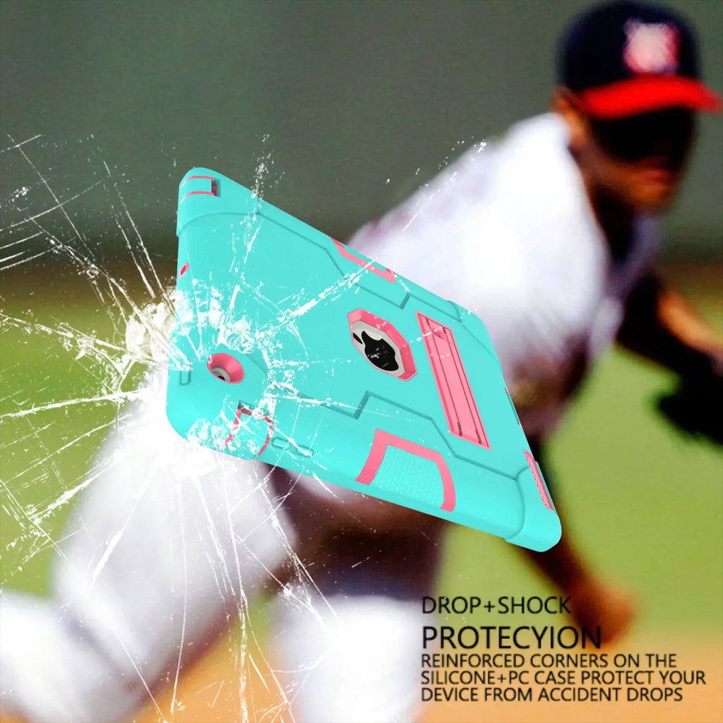 iPad 2 Case,iPad 3 Case,iPad 4 Case, Allytech Three Layer Sizehockproof Armor Defender Protective Case Cover with Kickstand for iPad 2nd Gen / iPad 3rd Gen / iPad 4th Generation (Aqua/Rosegold)