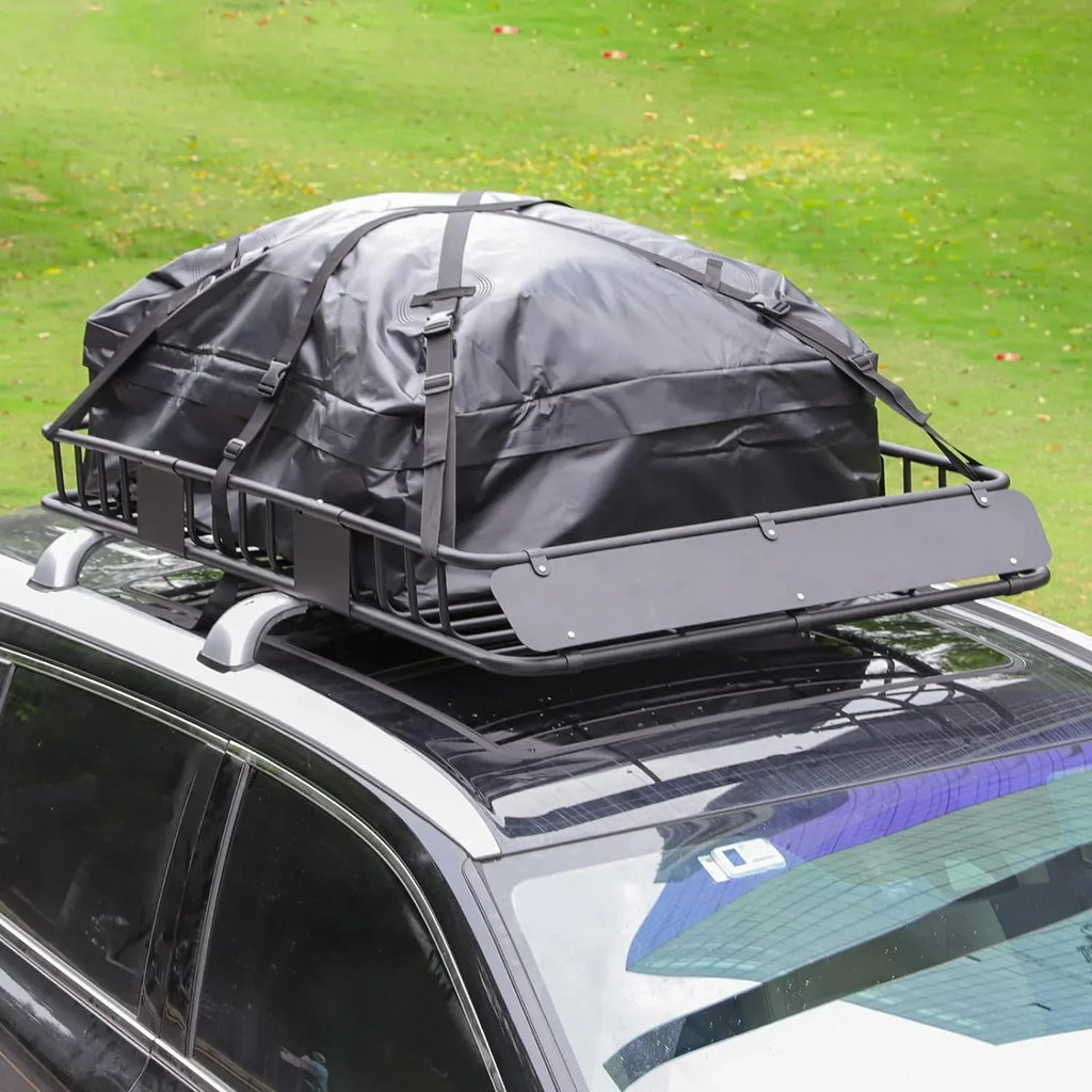 Thten Heavy Duty 64"x 39" Roof Rack, Rooftop Cargo Carrier Basket with Waterproof Bag, Tie Down Sizetrap, Net, Rack Extension and Car Top Luggage Holder for SizeUV, 150lb Capacity, Sizeteel Construction