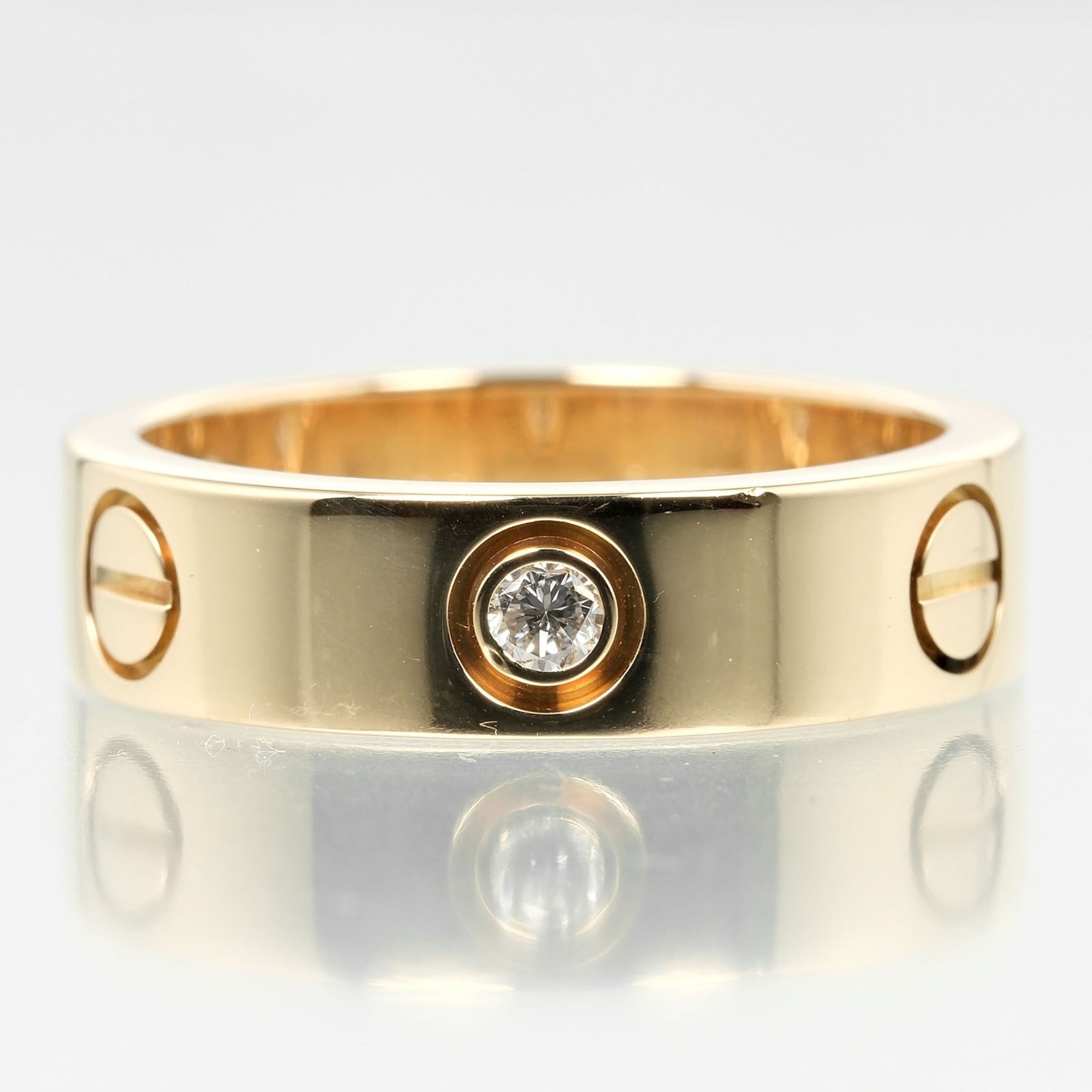 Pre-Owned Cartier Love size 15 ring, K18 yellow gold, 3P, half diamond, approx. 8.67g, I132124019 (Good)