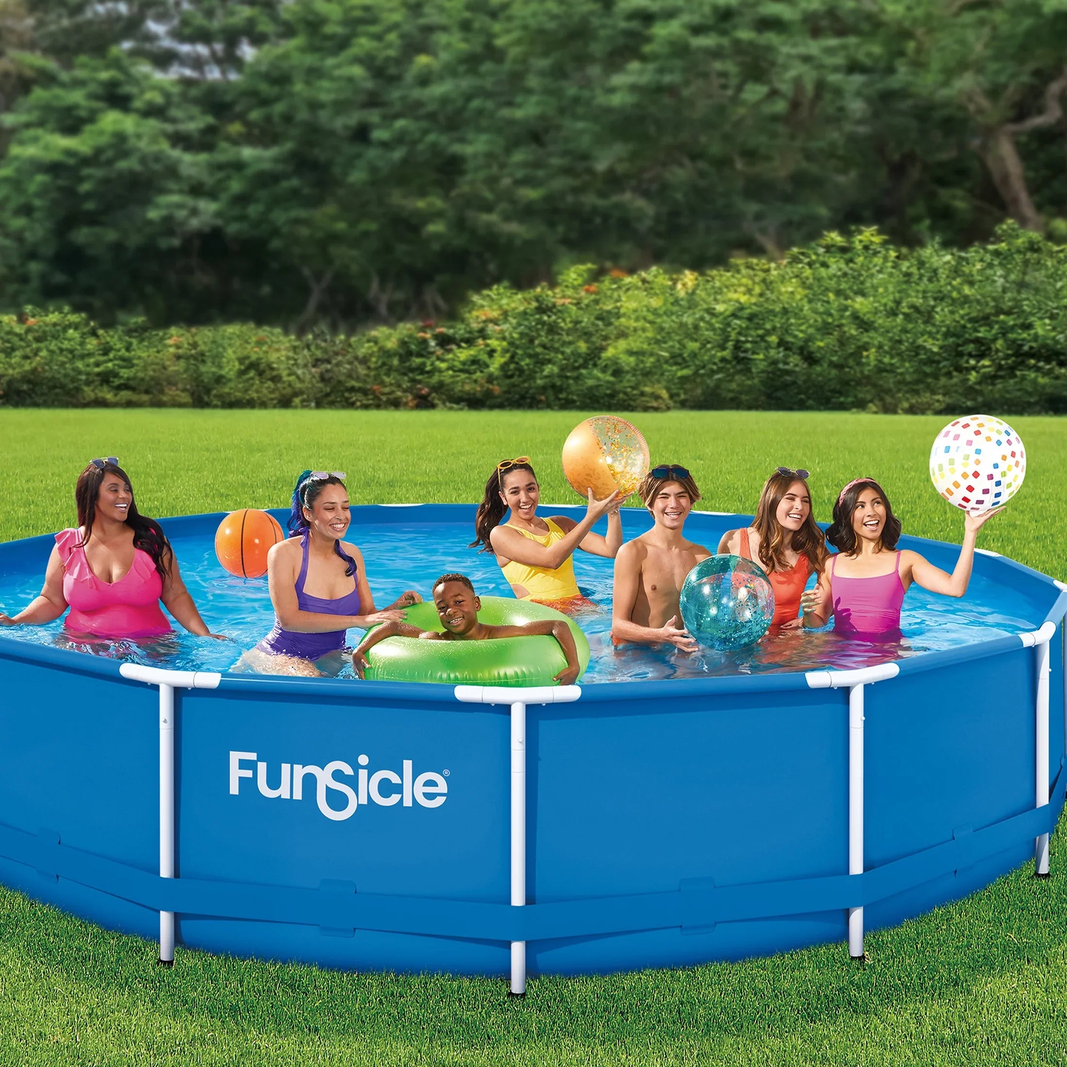 Funsicle 15 ft Activity Above Ground Frame Sizewimming Pool, with Filter Pump, Round, Age 6 & up