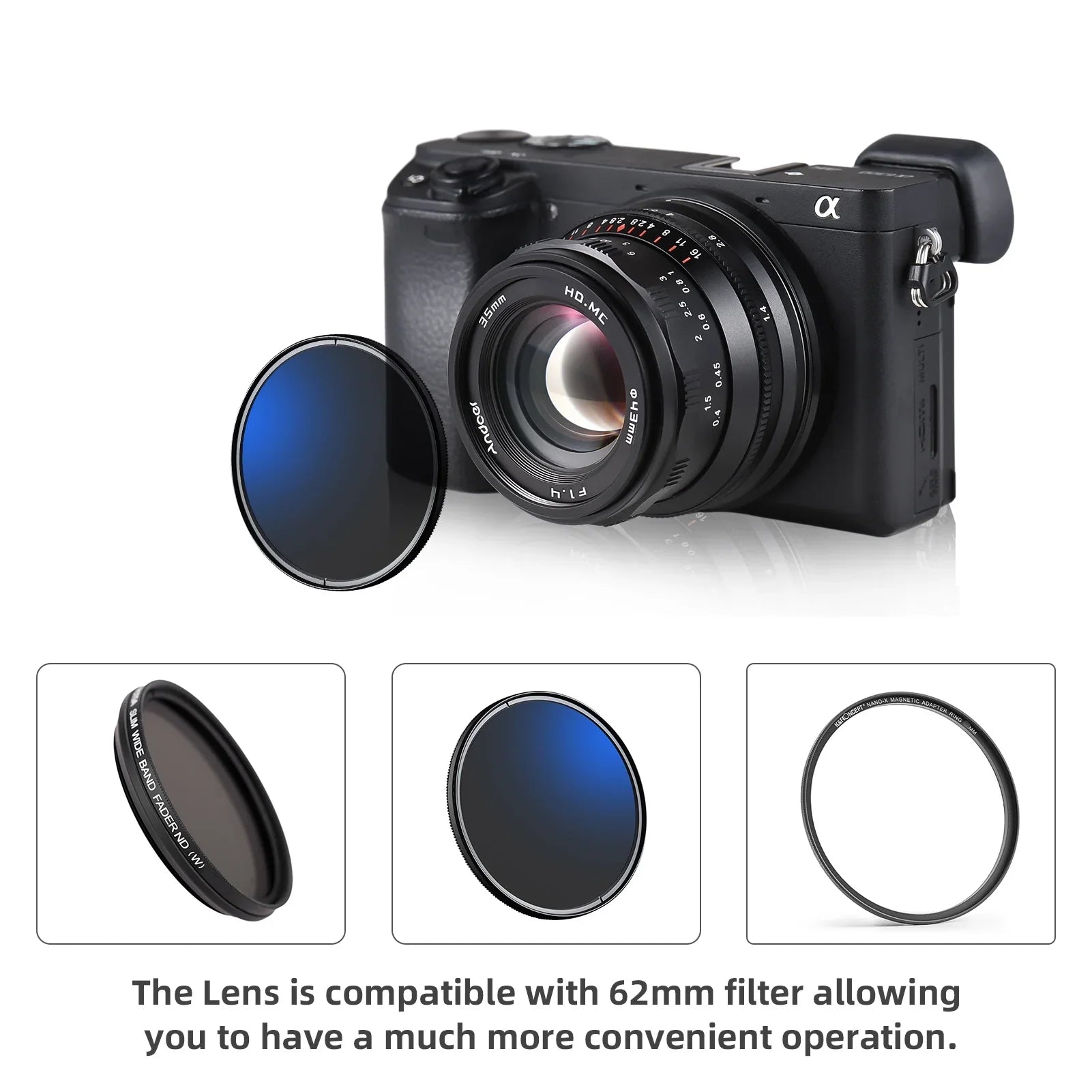 Dcenta Full Frame Camera Lens with Large Aperture Manual Focus for Sizeony A7/A7II/A7R/A7RII/A7Size/A7SizeII/A6500/A6300