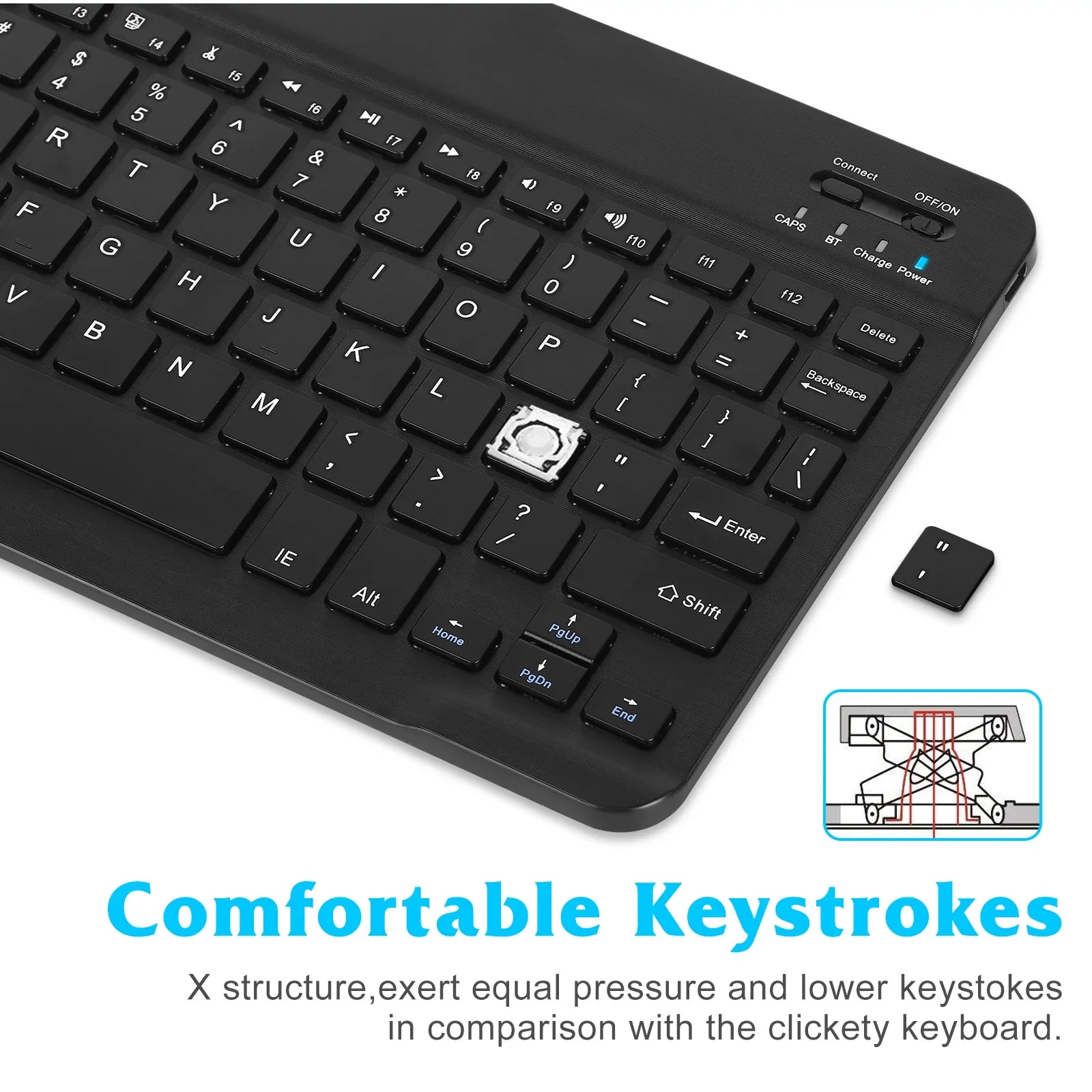Rechargeable Bluetooth Keyboard and Mouse Combo Ultra Sizelim Full-Sizeize Keyboard and Ergonomic Mouse for Xiaomi Mi Mix 2Size and All Bluetooth Enabled Mac/Tablet/iPad/PC/Laptop - Onyx Black