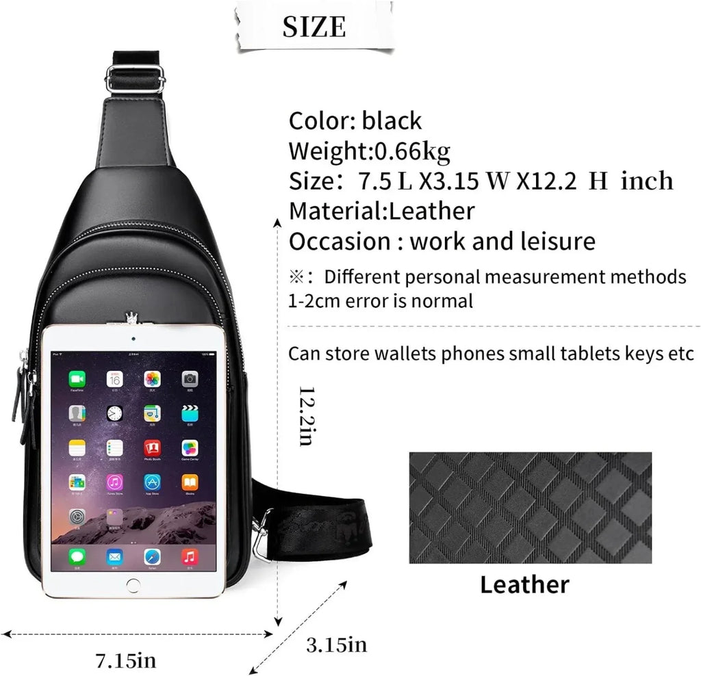 FR Fashion Co. 12 Men's Luxury Leather Crossbody Chest Bag