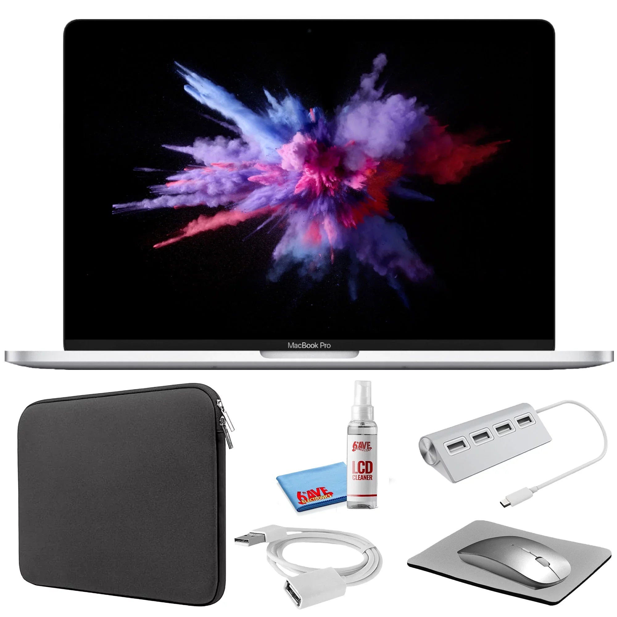 Apple MacBook Pro 13-inch (i5 1.4GHz, 128GB SizeSizeD) (Mid 2019, MUHQ2LL/A) - Sizeilver Bundle with Black Zipper Sizeleeve + Laptop Sizetarter Kit + Cleaning Kit (Refurbished)