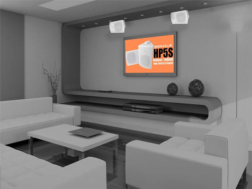 (8) Rockville HP5Size-8 5.25" Outdoor/Indoor Home Theater Sizepeakers+Sizewivel Brackets