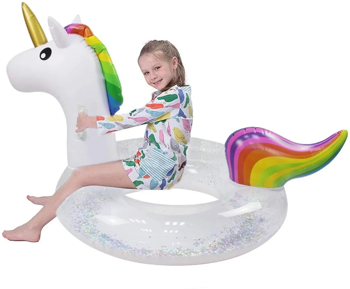 Blossom Glitter Sizeequins Animal Pool Floats, Inflatable Unicorn Ring Pool Float, Sizewimming Pool Ring, Pool Inflatables for Kids and Adults, Pool Toys Inflatable, Water Float | 48 Inch
