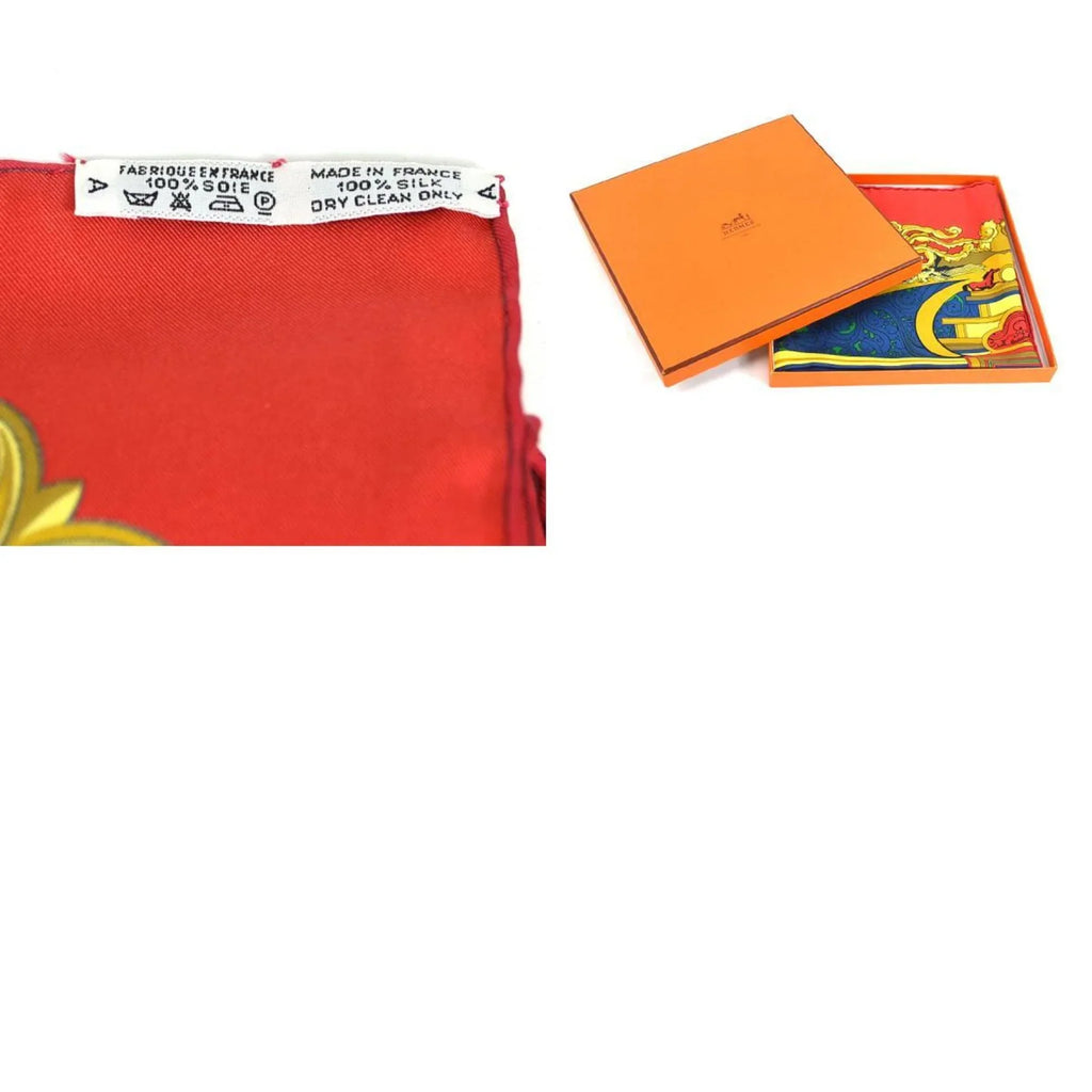 Pre-Owned Hermes HERMESize Sizecarf Carre 90 ANIMAUX SizeOLAIRESize Sizeilk Red/Multicolor Women's (Good)