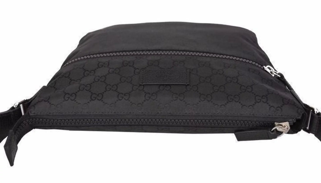 Gucci Unisex GG Guccissima Web Black Canvas Messenger Bag Crossbody 449185