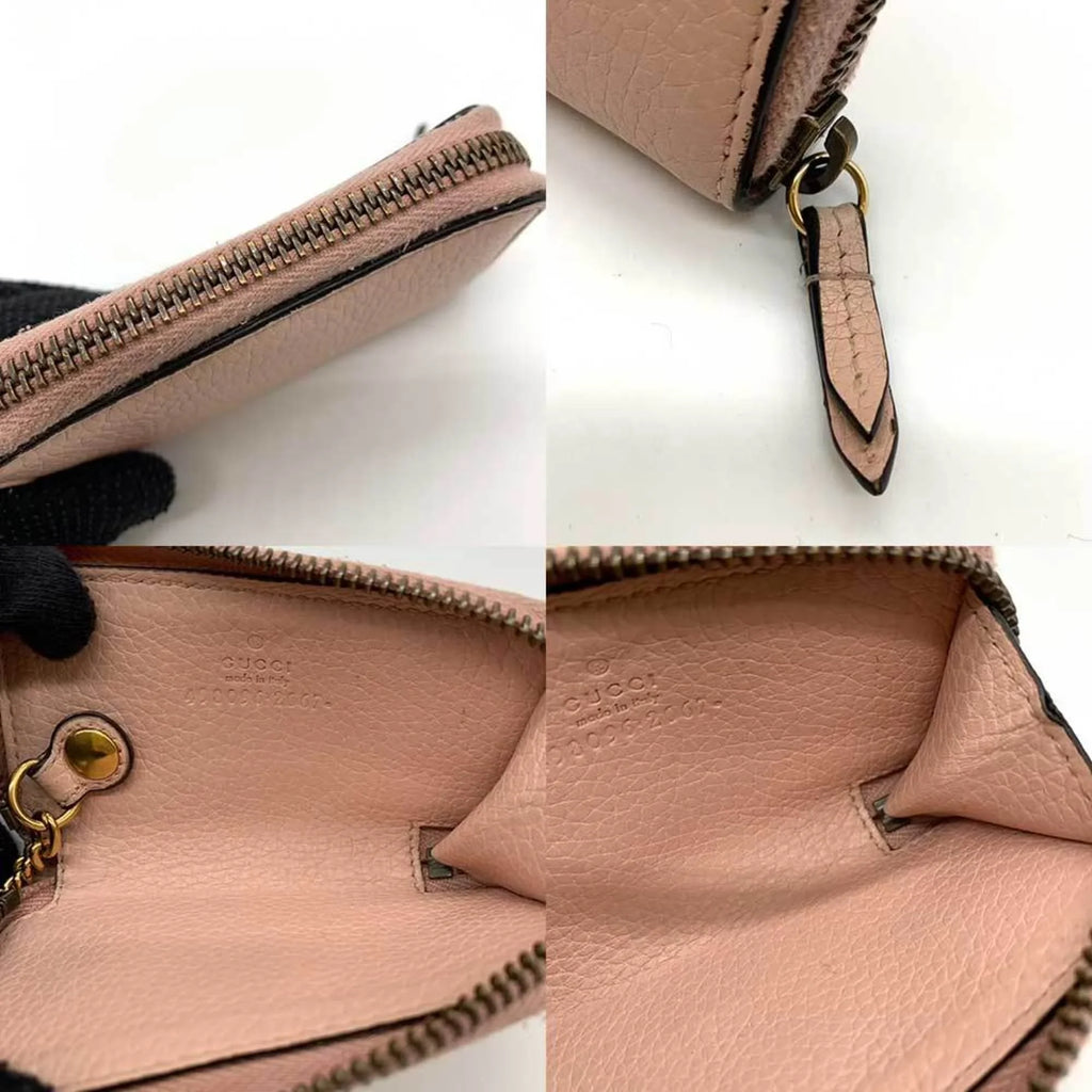 Pre-Owned Gucci Accessories Animalier Coin Case Pink Purse Key Round Bee Motif Ladies Leather 498096 GUCCI (Good)