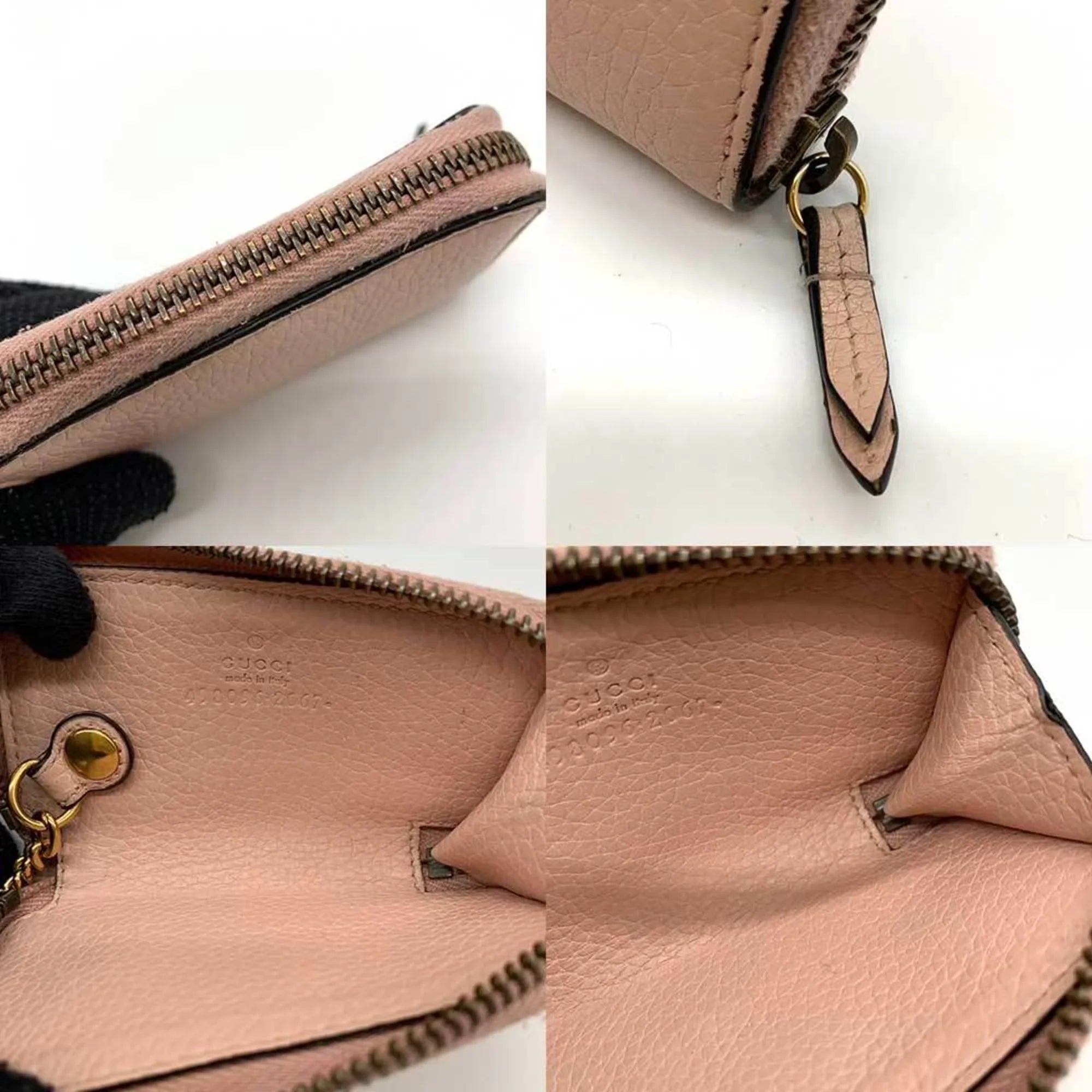 Pre-Owned Gucci Accessories Animalier Coin Case Pink Purse Key Round Bee Motif Ladies Leather 498096 GUCCI (Good)