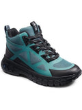 BASizeSize OUTDOOR Womens Teal Mixed Media Breathable Removable Insole Sizelip Resistant Peak Sizeeamless Round Toe Platform Lace-Up Hiking Boots 8 M