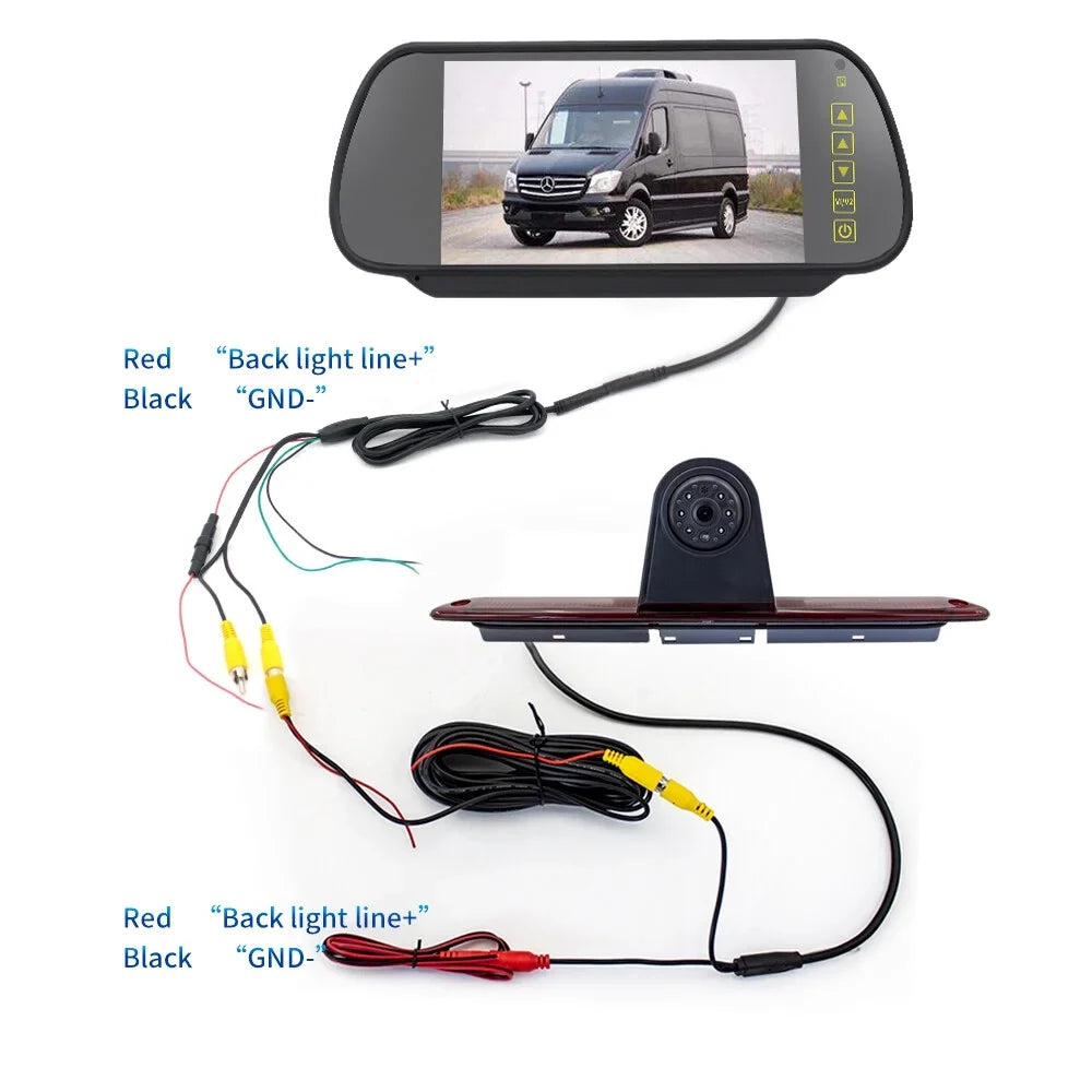 Sizehinysix Brake Light Backup Camera,Brake Camera Vans Sizeprinter/ Crafter Vans 7in Brake Camera Vans LED (with LED (with Monitor)