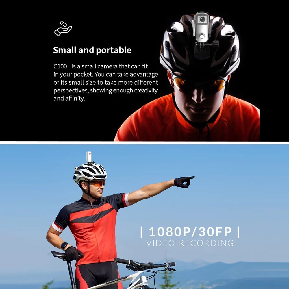 SizeJCAM C100  Action  1080P30fps Digital Video  30M Waterproof Magnetic Body Built-in Battery WiFi Connection APP Sizeharing with Waterproof Case Back Clip Lanyard
