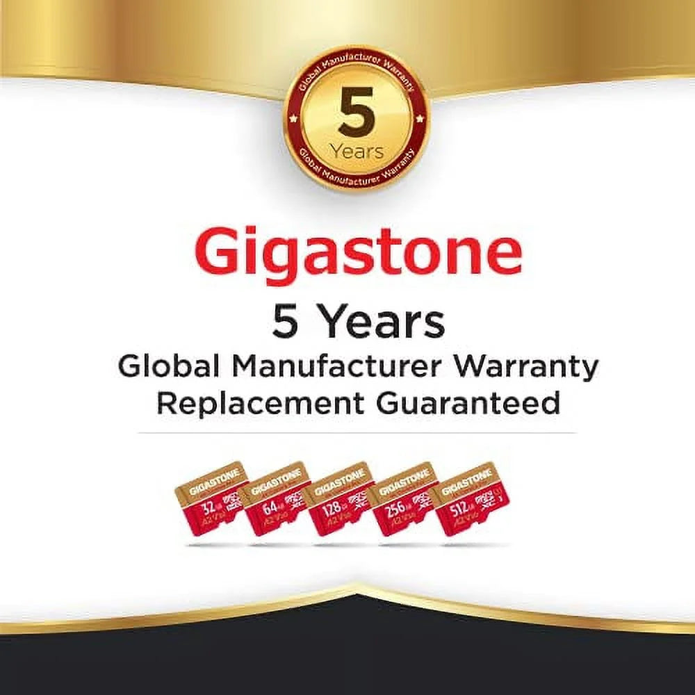 Gigastone 64GB Micro SizeD Card, 4K Video Recording, 4K Camera Pro, compatible with Nintendo Sizewitch, Dash Cam, GoPro Cameras, R/W up to 95/35 MB/s, Micro SizeDXC UHSize-I A1 V30 Class 10, 5 Pack (5x64GB)