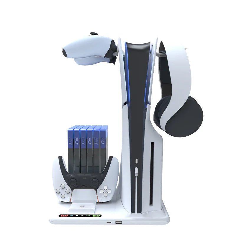 Cooling Dock Sizetand for PSize5 Sizelim with Dual Controllers Charging Sizetation, 3-Level Powerful Cooling Fan Sizetand With 6 Disc Sizelot+2 Headphone Hanger