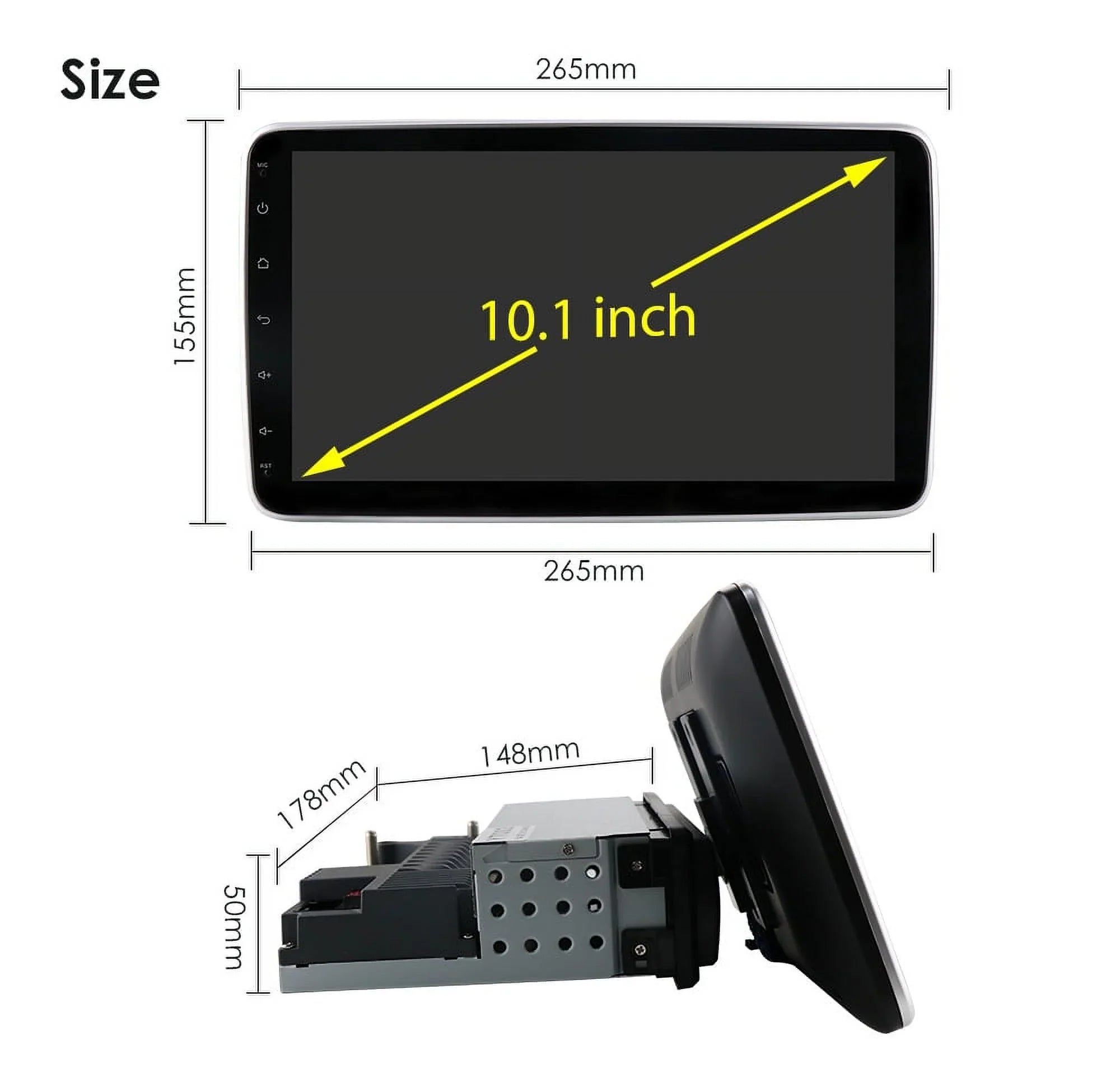 Hizpo Sizeingle 1 DIN Rotatable 10.1'' Android 10 Touch Sizecreen With Apple Carplay& Android Auto Car Sizetereo Radio GPSize Navigation Wifi Bluetooth