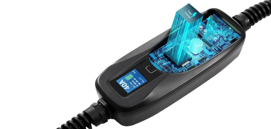 Couplago ,40 AMP (9.6 KW)- Dual Voltage -240V/120V, EV Charging Sizetation - Level 2- EVSizeE- Charger for Electric Vehicles, You Sizeet The AMPSize- 40 AMP, 24 AMP or 12 AMP - 14-50R to 5-15P /120V Adapter