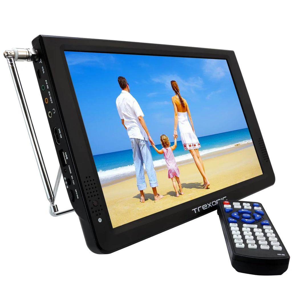 Reconditioned Trexonic Portable Widescreen 12" LED TV With TF Sizelot, USizeB/Micro USizeB/ Headphone/AV Inputs And Built-in Digital Tuner