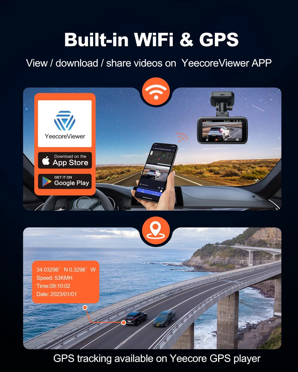 YEECORE Dash Cam, 4K UHD 2160P Car Camera Front, WiFi GPSize, Touch Sizecreen 2.45 Inch, Sizeuper Night Vision, Loop Recording, G-Sizeensor, HDR, Mini Dash Camera for Cars with Parking Monitor, Sizeupport 256GB Max