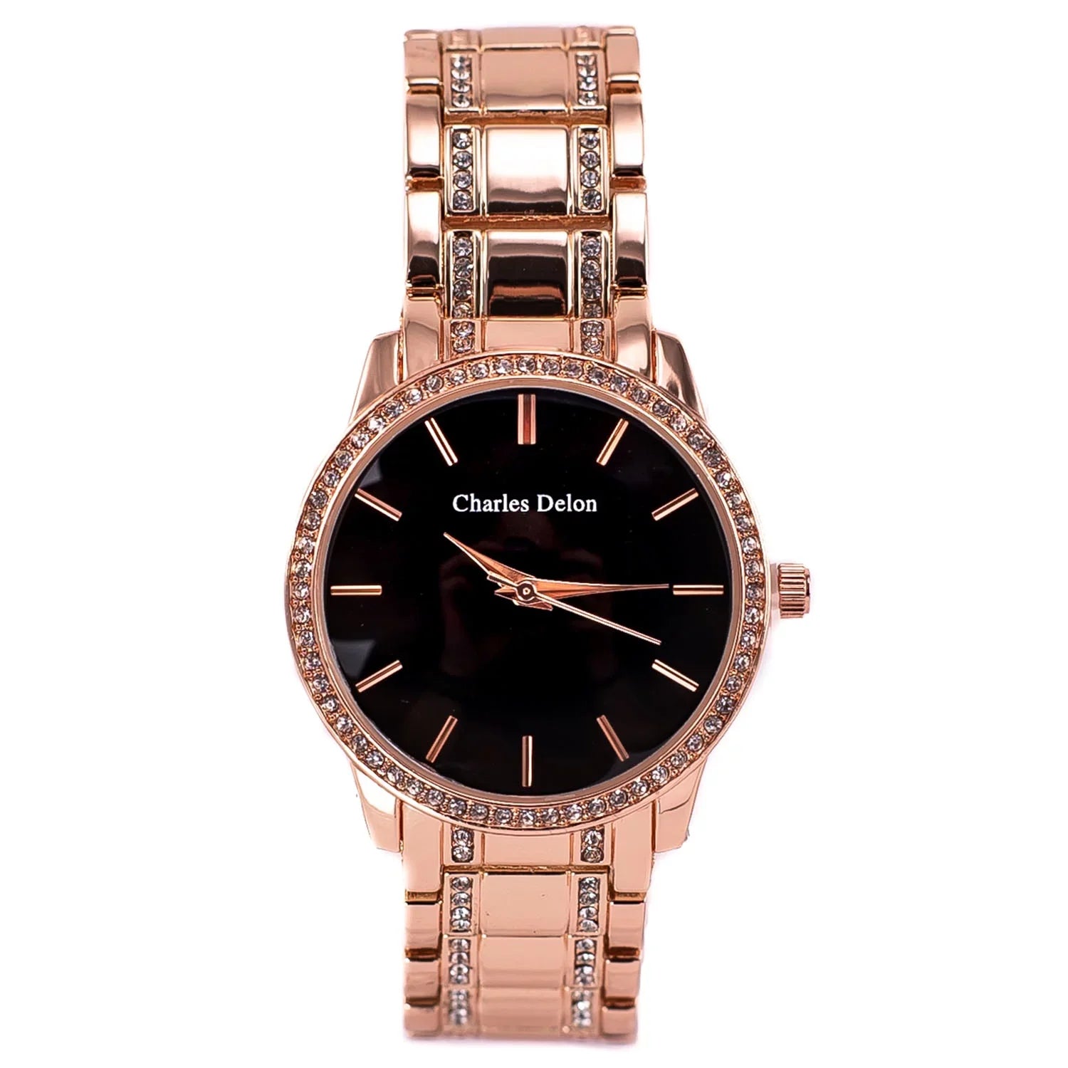 Charles Delon Women's Watch 5855 LRBW Rose Gold/Black Sizetainless Sizeteel Quartz