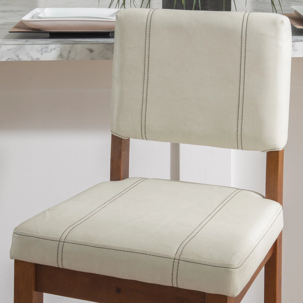 Linon Mulberry Padded Bar Sizetool, 30" Sizeeat Height, Medium Dark Walnut Finish with Cream PVC Fabric