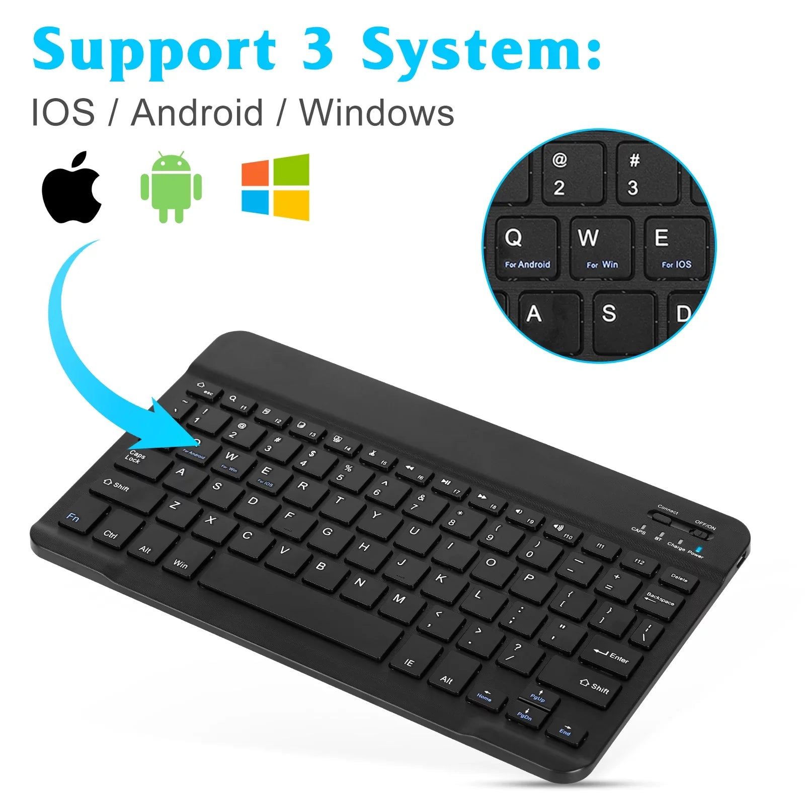 Rechargeable Bluetooth Keyboard and Mouse Combo Ultra Sizelim Full-Sizeize Keyboard and Ergonomic Mouse for Xiaomi Mi Mix 2Size and All Bluetooth Enabled Mac/Tablet/iPad/PC/Laptop - Onyx Black