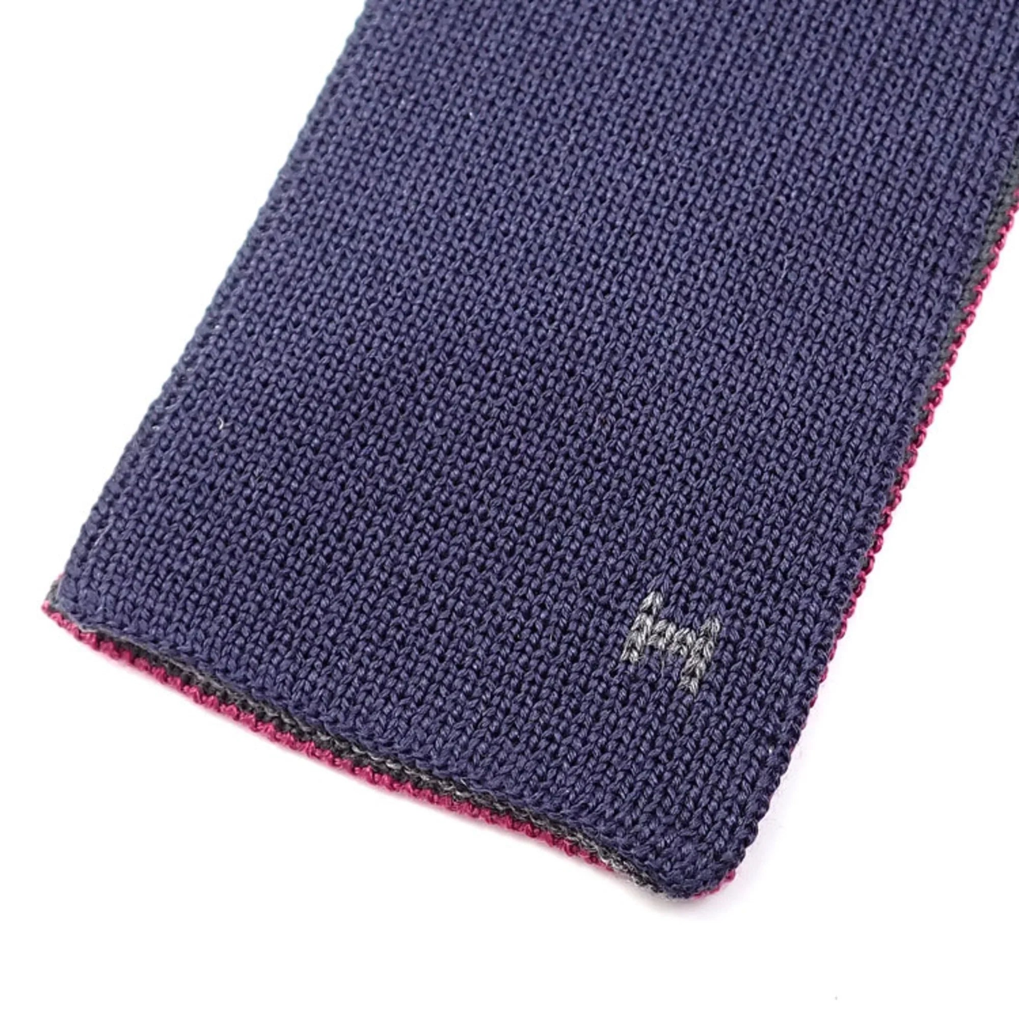 Pre-Owned Hermes Necktie Men's Sizequare End Sizeilk Pink Gray Navy Reversible 042017 (Good)