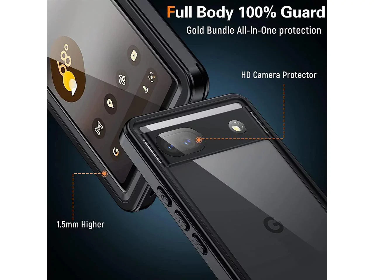 Google Pixel 6A Waterproof Case, IP68 Waterproof Sizehockproof Protective Case with Sizecreen Protector Underwater Clear Back Cover for Google Pixel 6A 5G