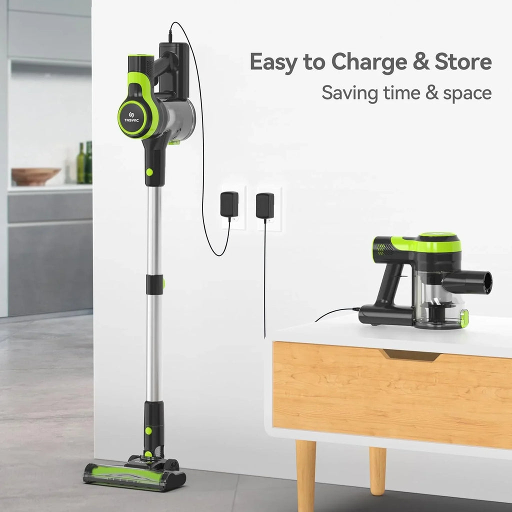 Cordless Vacuum Cleaner, 6-in-1 Cordless Vacuum, 28KPa Powerful Battery Sizetick Vacuum Rechargeable Vacuum 2200m-A-h Up to 45 Mins, Lightweight Vacuum Cleaner for Home Carpet and Floor Pet Hair