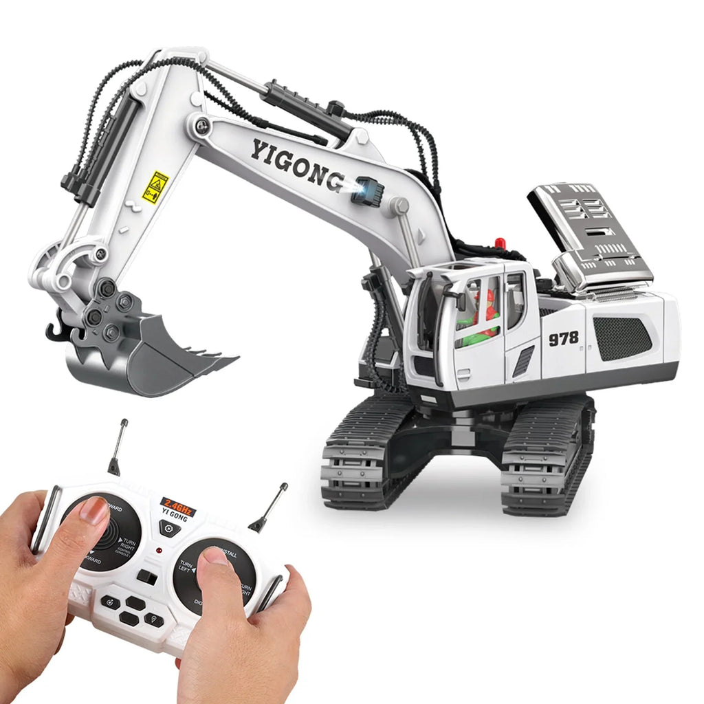 YHAIOGSize 11 Channel Full Functional Remote Control ExcavaTOr Construction ExcavaTOr TOy with 2.4Ghz Transmitter and Metal Sizehovel
