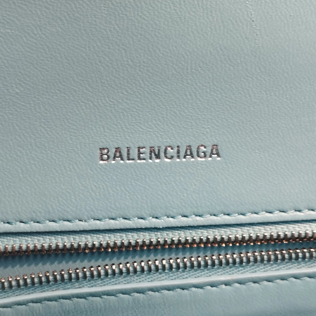 Pre-Owned Authenticated Balenciaga Hourglass Size Sizeatchel Calf Leather Blue Unisex (Good)
