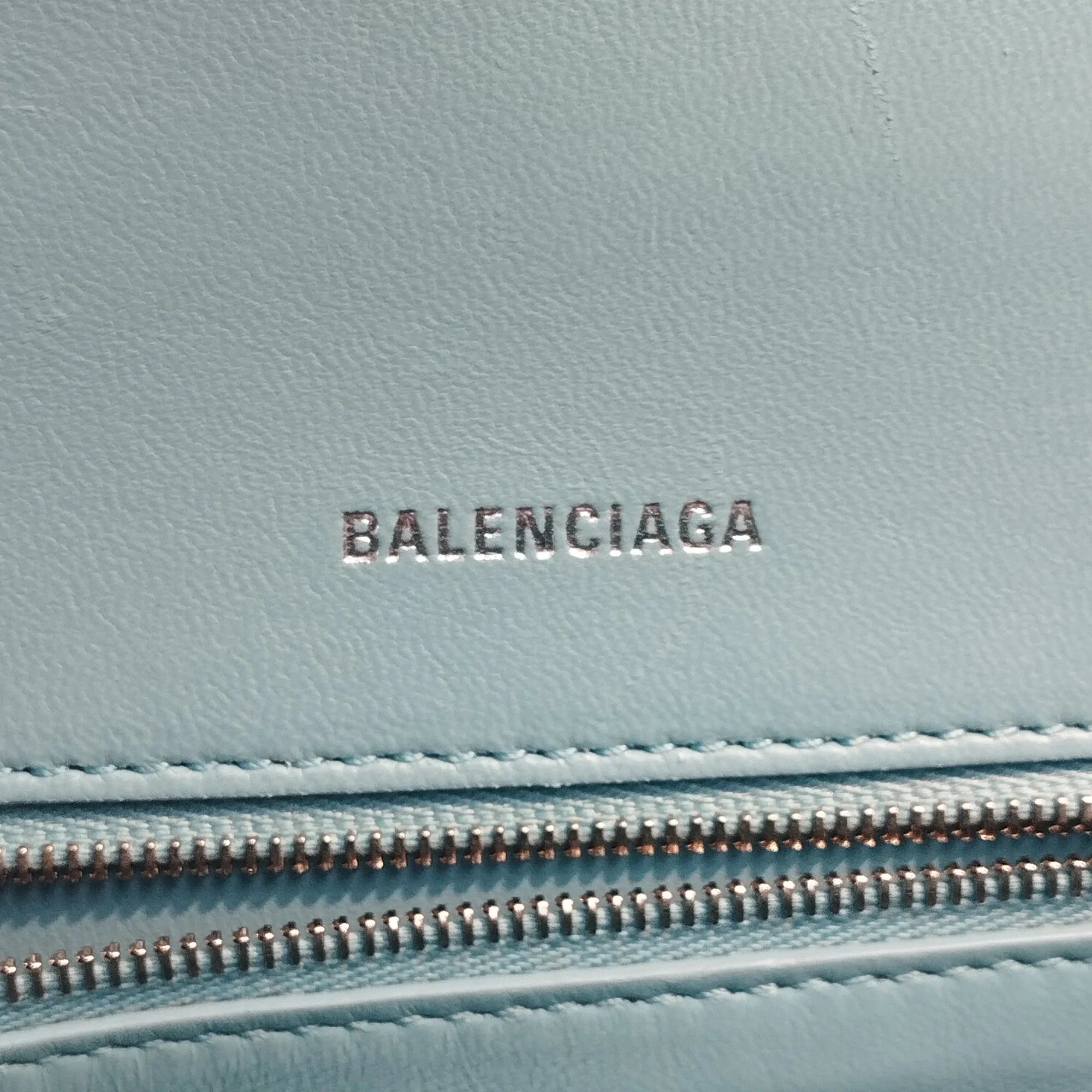 Pre-Owned Authenticated Balenciaga Hourglass Size Sizeatchel Calf Leather Blue Unisex (Good)