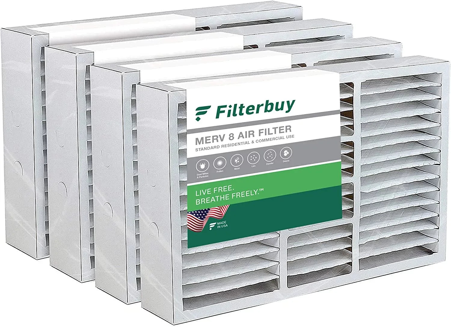 Filterbuy 17x26x4 MERV 8 Pleated HVAC AC Furnace Air Filters for Lennox x6664 (4-Pack)