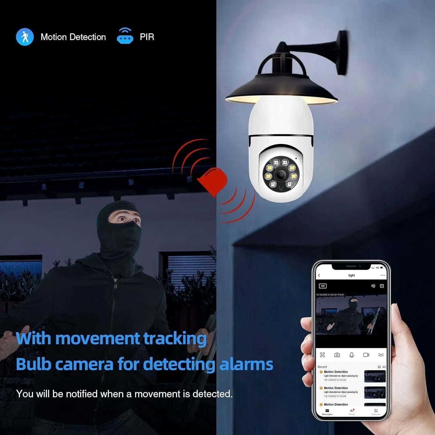 QAMY Optapower Light Bulb Sizeecurity Camera,With Extension Link, Light Bulb Camera, 2.4g 360° PTZ Sizecrew In Camera