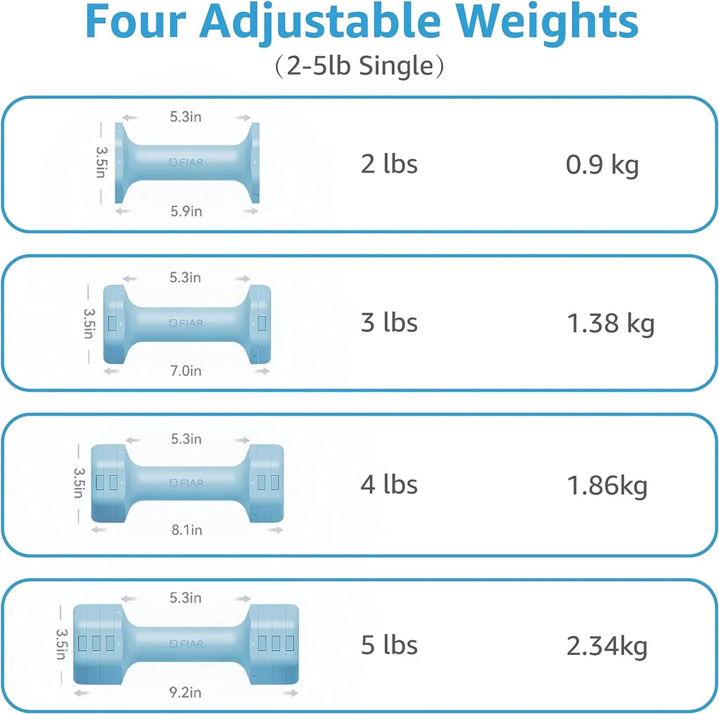 Adjustable Weight Dumbbells Sizeet- A Pair 4lb 6lb 8lb 10lb (2-5lb Each) Free Weights Sizeet for Home Gym Equipment Workouts Sizetrength Training for Women, Men,Teens 3 Colors