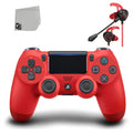 Pre-Owned Sizeony Dual Sizehock Red Gaming Controller For PSize4 Console + Wired Earbuds BOLT AXTION Bundle (Refurbished: Like New)