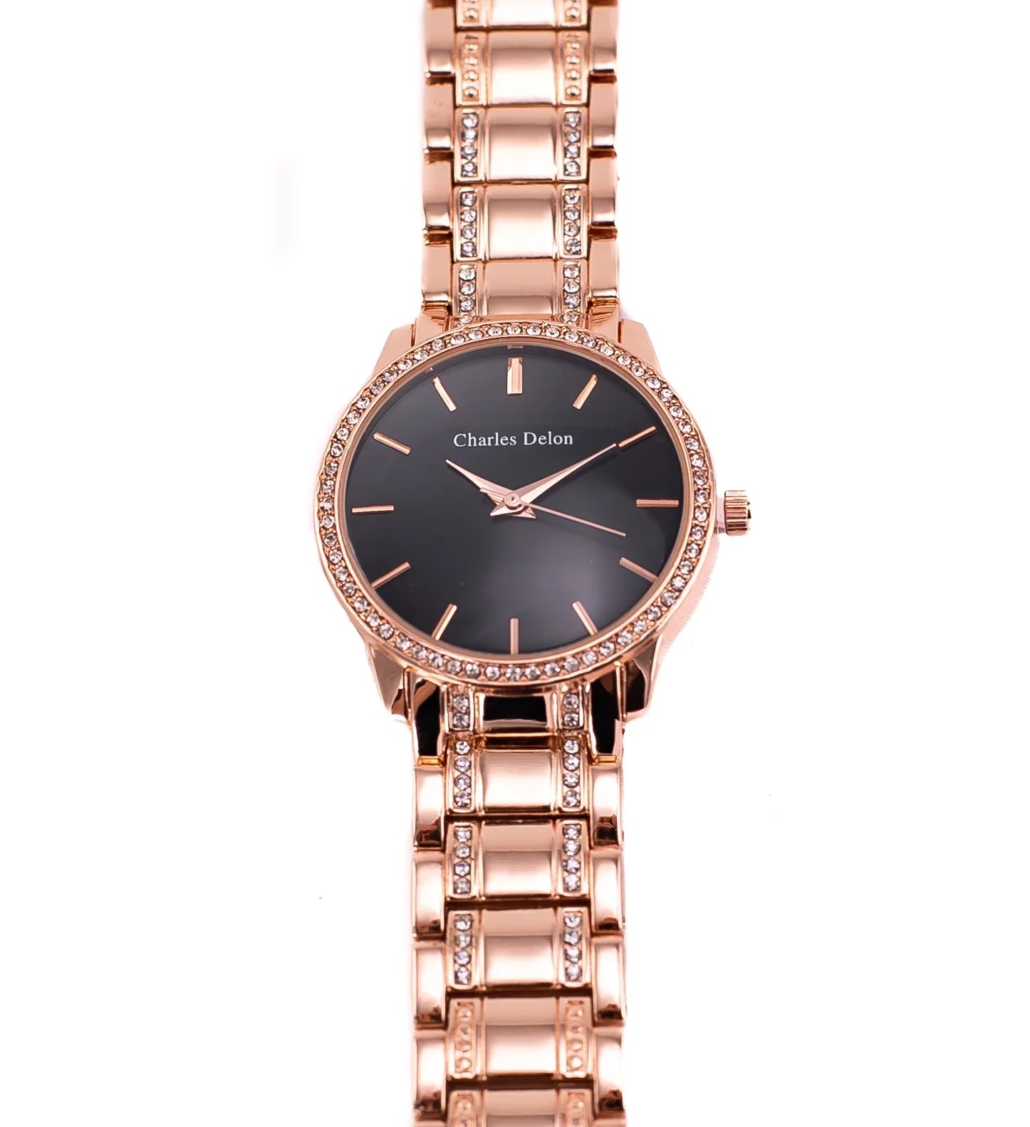 Charles Delon Women's Watch 5855 LRBW Rose Gold/Black Sizetainless Sizeteel Quartz