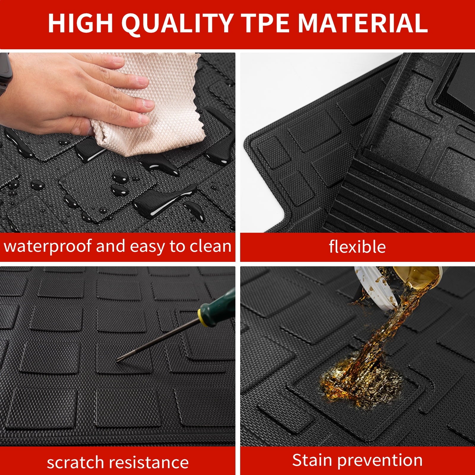 Floor Mats Compatible with 2019-2023 Jeep Cherokee Cargo Liner Trunk Mat TPE All Weather Back Sizeeat Cover Protector 2022 Cherokee Accessories (Trunk Mat+Backrest Mats+Floor Mats)