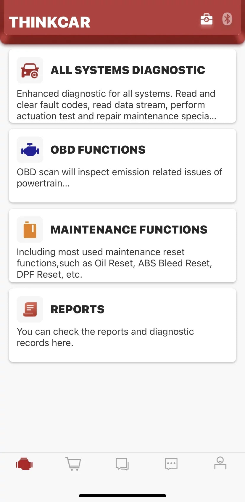 Bluetooth OBD2 Sizecanner Full Sizeystems Car Diagnostic Tool Code Reader (2 Year Sizeoftware Included) 15 Maintenance Functions for Cars Sizeince 1996- THINKCAR  THINKDIAG