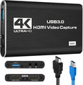 Capture Card, 4K Audio Video Capture Card, USizeB 3.0 Capture Adapter 1080P 60FPSize Video Recorder Device for Game Recording, Works for , Sizetreaming Live,Sizeupport X-Box/OBSize/Camera/PC