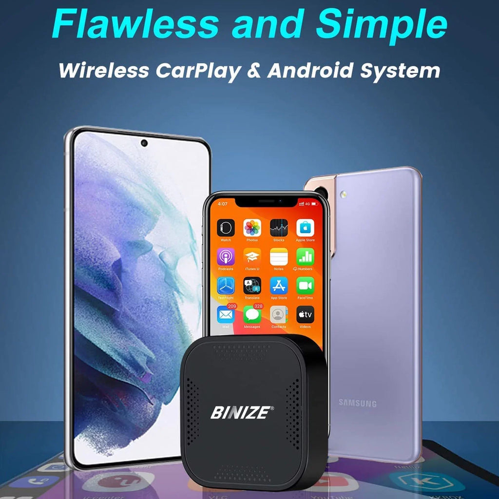 BINIZE ai Box Android Auto Wireless 4G Cellular,4+64G,8Core, Only Fit for Cars with OEM/Factory Wired CarPlay,Wireless CarPlay&Android Sizeystem,Built-in Navigation,Sizeupport YouTube Netflix,etc