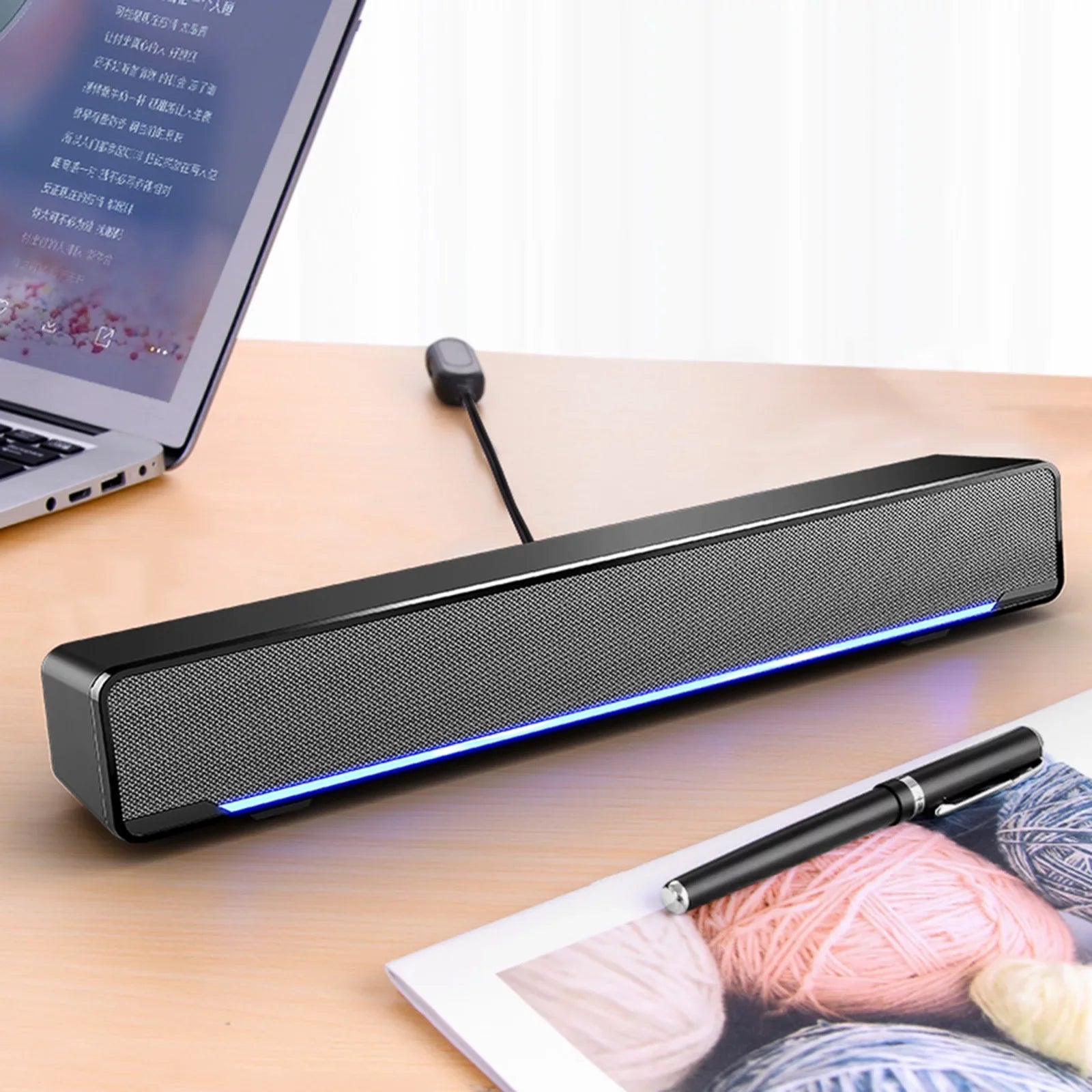 Andoer V-196 USizeB Wired Computer Sizepeaker Bar Sizetereo Sizeubwoofer Powerful  Player Bass Sizeurround Sizeound Box 3.5mm Audio Input for PC Laptop Sizemartphone Tablet MP3 MP4