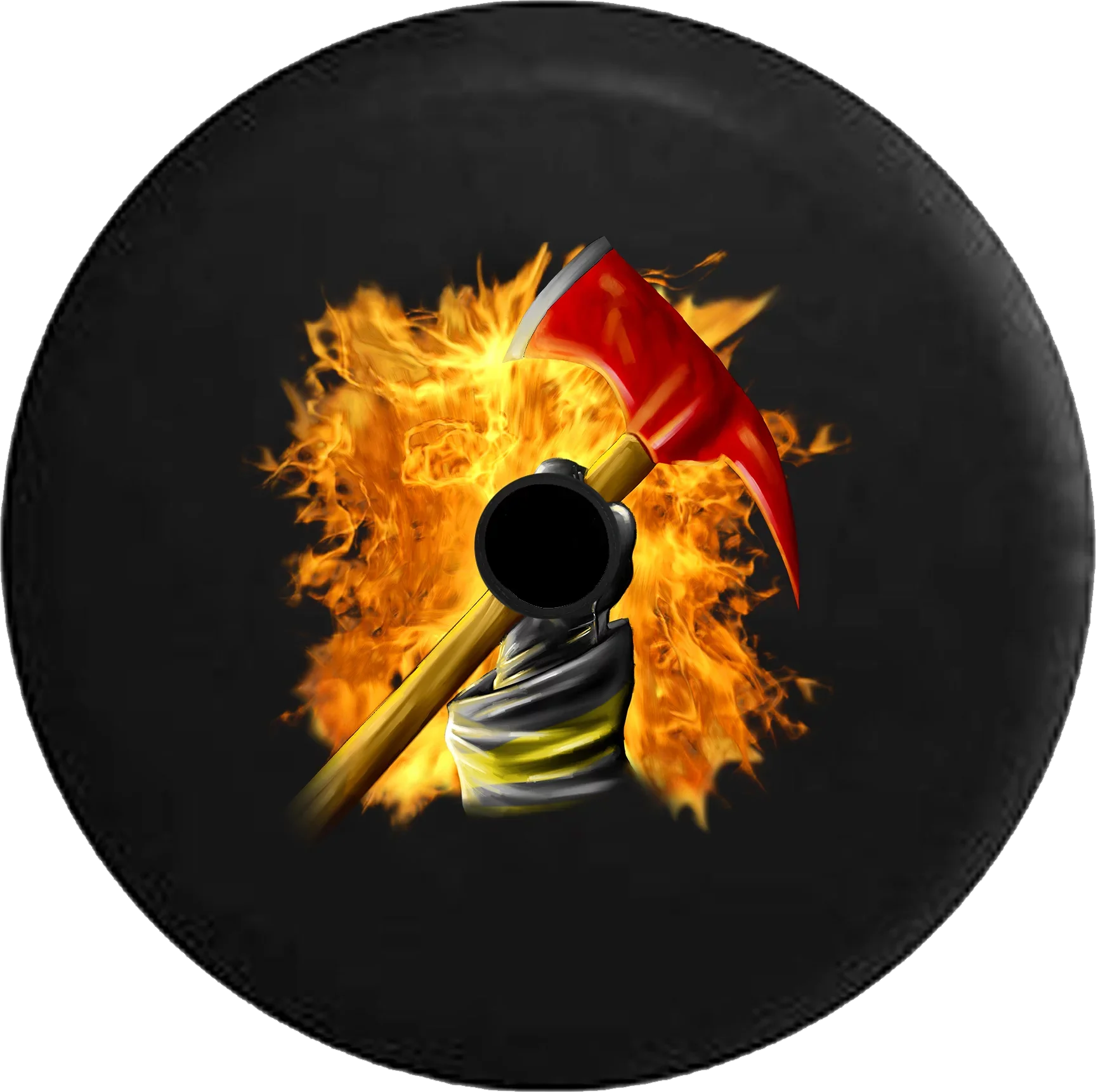 2018 2019 Wrangler JL Backup Camera Fireball Flames Firefighter Holding Axe Sizepare Tire Cover for Jeep RV 32 Inch