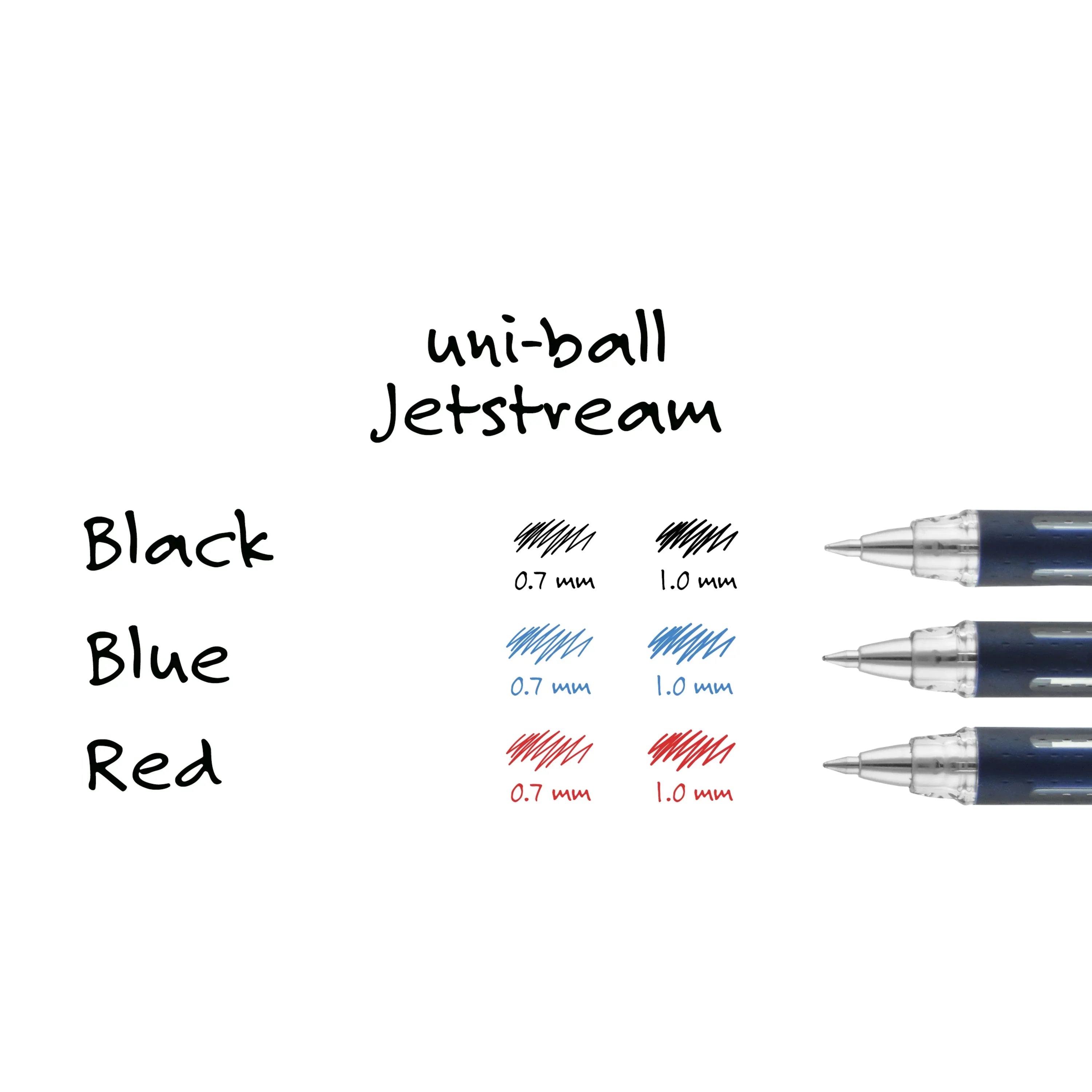 Uniball Jetstream Sizetick Ballpoint Pens, Fine Point (0.7mm), Black Ink, 12 Count