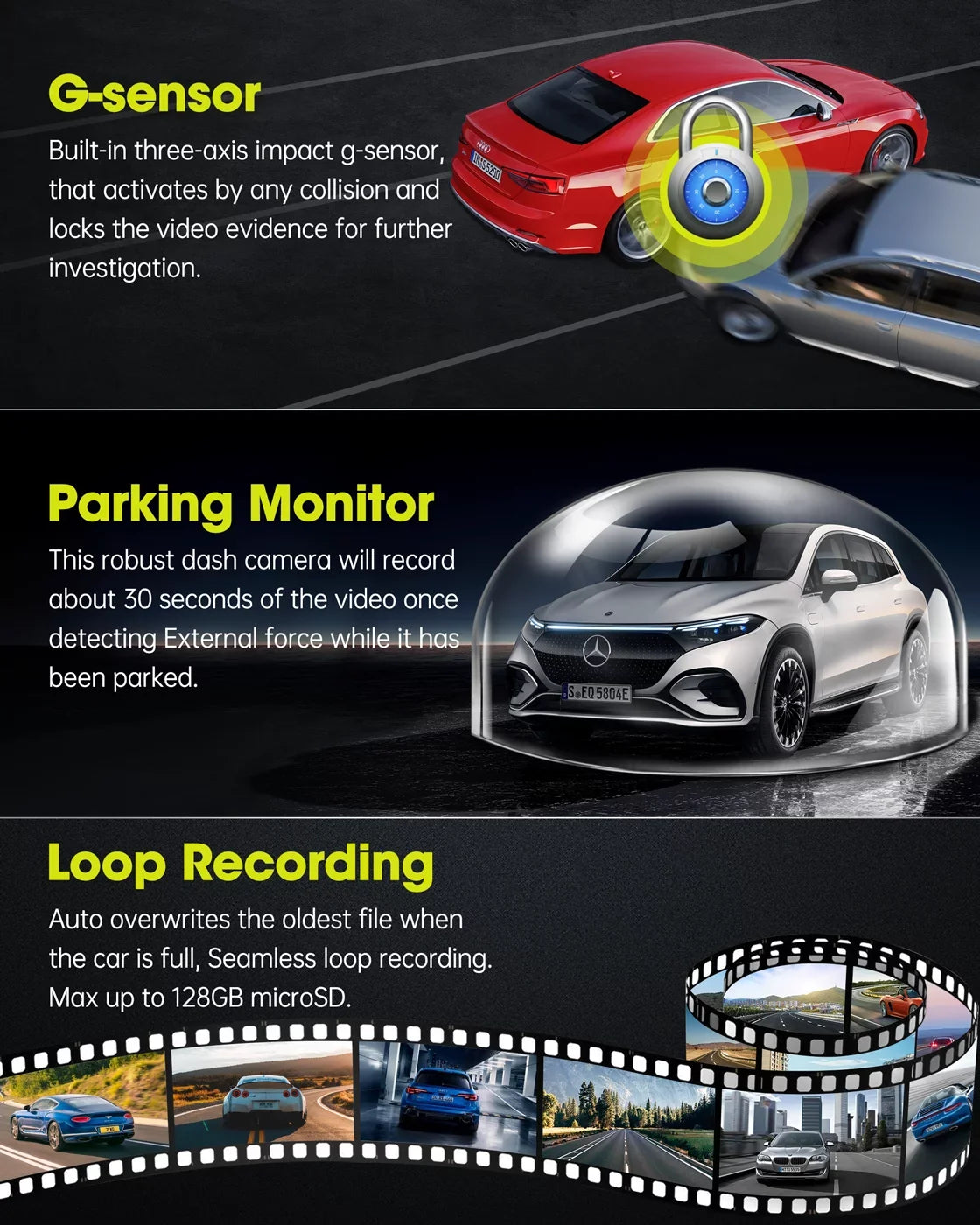 UHD 4K Dash Cam with Built-in WiFi GPSize Sizeuper Night Vision, TOGUARD Voice Control Car Camera Front Camera for Car