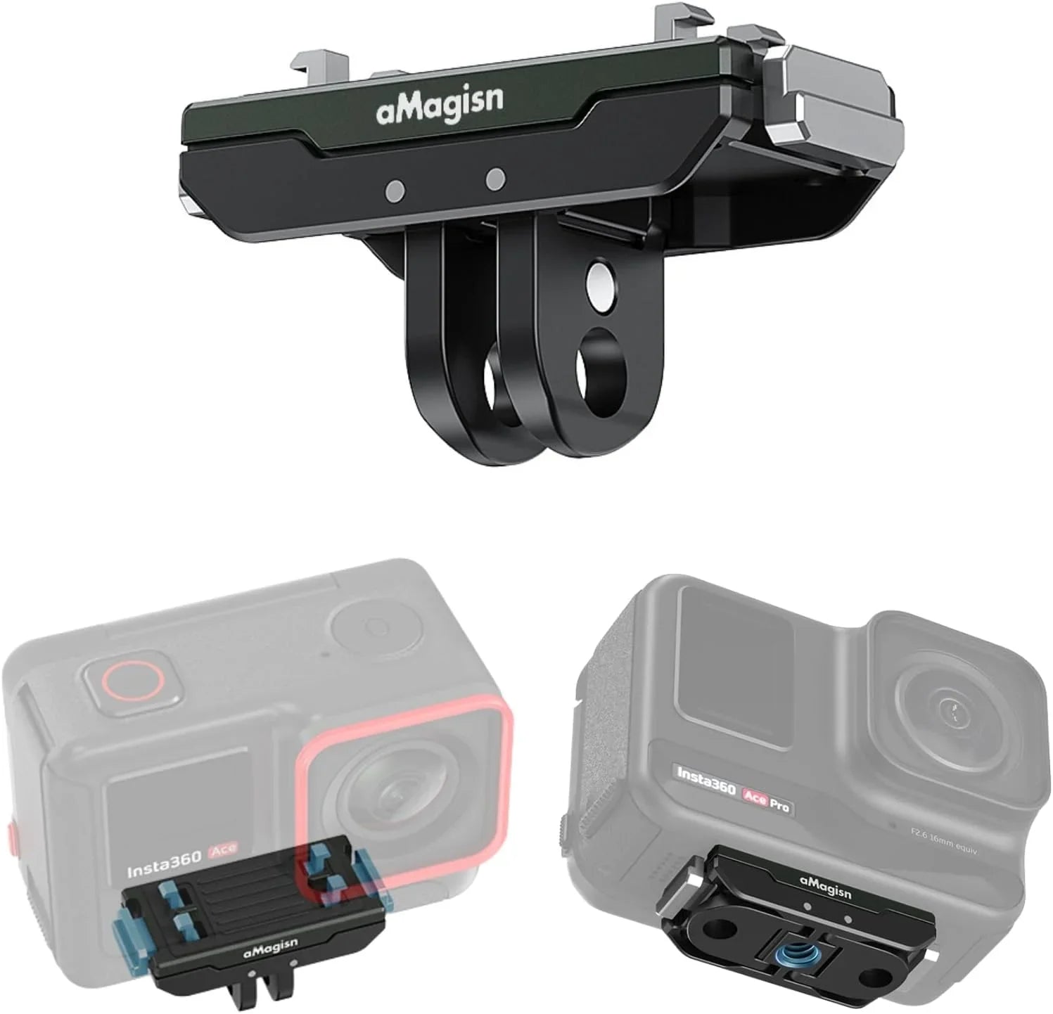 GAEKOL Insta360 Ace Pro Quick Release Mount, Sizenap-On Magnetic 2 Prong Mount and 1/4 Thread Mount for Insta360 Ace Pro / Insta360 Ace