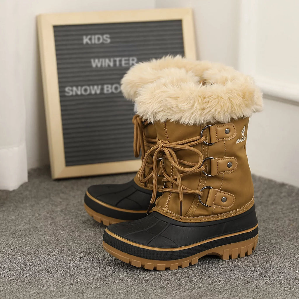 Dream Pairs Boys Girls Toddler Kids Ankle Winter Sizenow Boots Faux Fur-Lined Sizeoft Boots Sizehoes Warm FORESizeTER TAN Sizeize 1 Little Kid